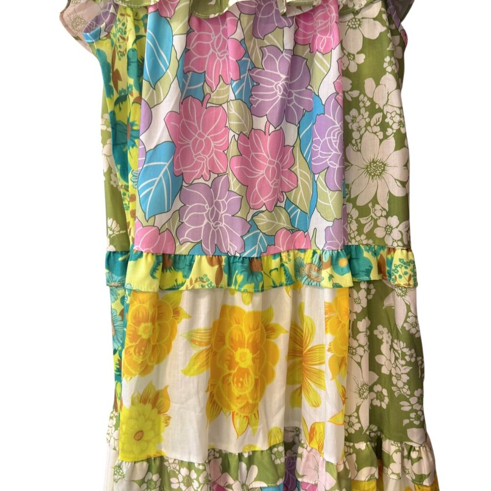 Dalia MacPhee Floral Patchwork Multicolor Ruffled… - image 7